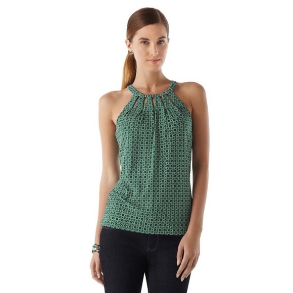 White House Black Market Tops - White House Black Market Kelly green Keyhole Halter Top Sleeveless Blouse XXS